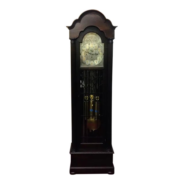 Antique Grandfather Clock Herschede Clock Tubular Tall Clock Solid Wood Mahogany For Sale