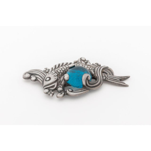 Los Castillo 925 Silver Glass Aquatic Motif Pin For Sale In New York - Image 6 of 9