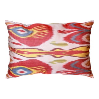 Pasargad Home Silk Velvet Ikat Pillow For Sale