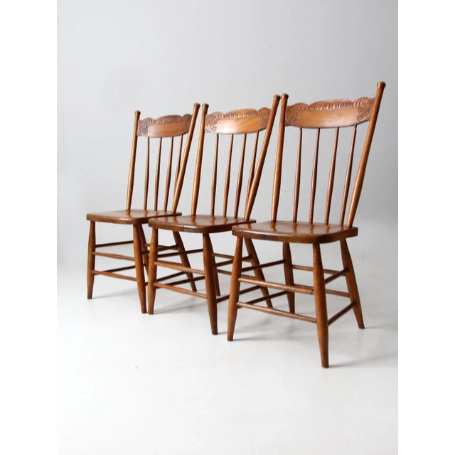 Victorian Antique Pressed Back Dining Chairs Set of 3 For Sale - Image 3 of 13