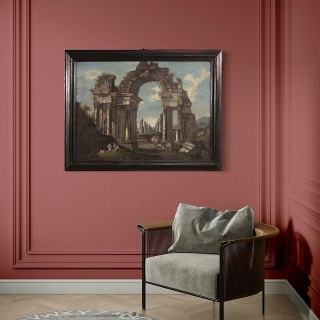 1950s Italian Artist, 20th century Italian architectural capriccio painting, Oil on Canvas For Sale - Image 5 of 16
