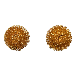 Vintage 1960s Signed Napier Goldtone Round Domed Looped Clip Earrings-2 Pieces
