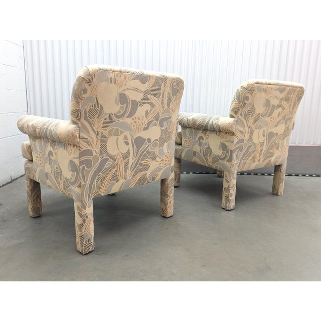 Pearson 1990s Modern Upholstered Parsons Armchairs by Clyde Peasron - Set of 2 For Sale - Image 4 of 12