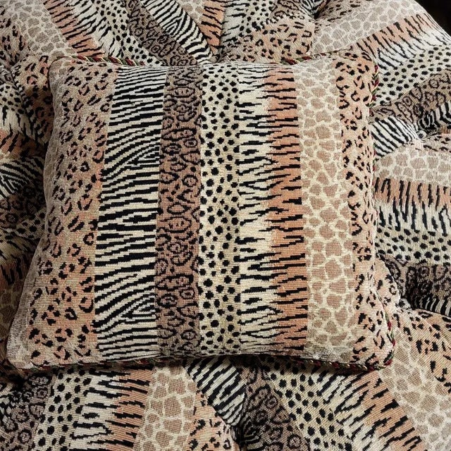 Early 21st Century Custom Animal Print Tufted Skirted Ottoman Cocktail Table With Matching Pillow For Sale - Image 5 of 8