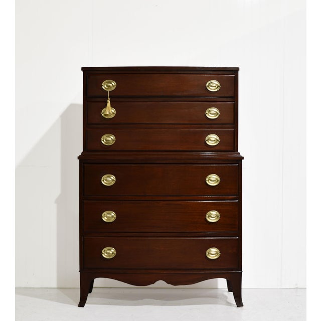 Traditional Mid Century Federal Style Mahogany Highboy Chest of Drawers For Sale - Image 3 of 11