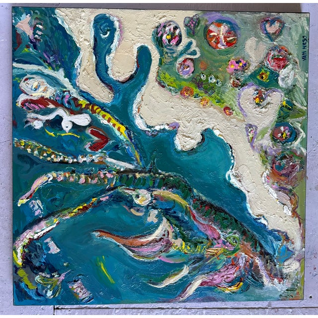 Aerial, Seascape, Original Oil Painting, Ocean Abstract Art For Sale - Image 12 of 14