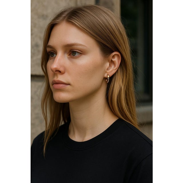 Indulge in timeless elegance with these exquisite Vintage Cartier 18 Karat Yellow Gold Diamond Hoop Earrings. Perfectly...