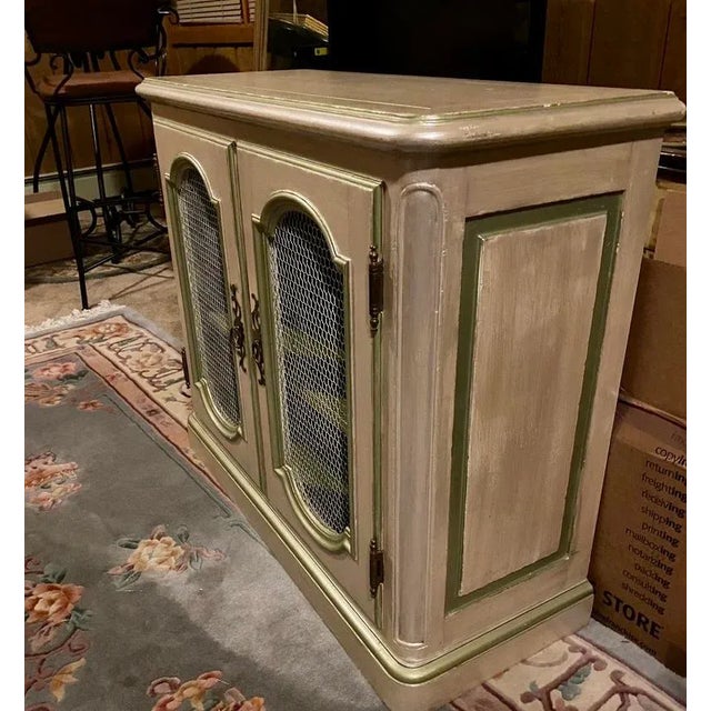 Mid-Century Modern Mid 20th Century Unsigned Baker Cabinet With Custom Pearlized Paint For Sale - Image 3 of 12