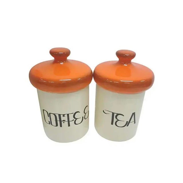 Mid-Century Modern Mid 20th Century Space Age Orange Ceramic Canisters - Set of Four For Sale - Image 3 of 4