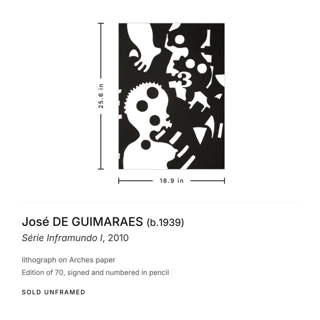 Contemporary 2010 José De Guimaraes Série Inframundo I Signed Lithograph For Sale - Image 3 of 3