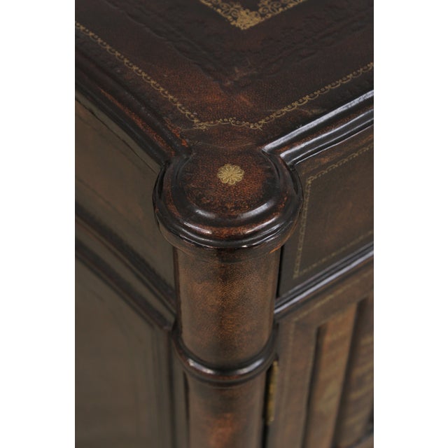 Maitland Smith Leather Wrapped Book Spline Console Cabinet For Sale - Image 16 of 18