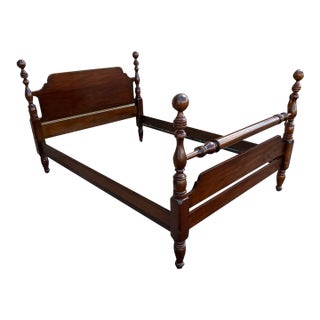 Henkel Harris Cannonball Style Solid Mahogany Full Bed Frame For Sale