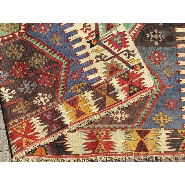 Oversized Vintage Turkish Kilim Rug - 75" X 180" For Sale - Image 10 of 11