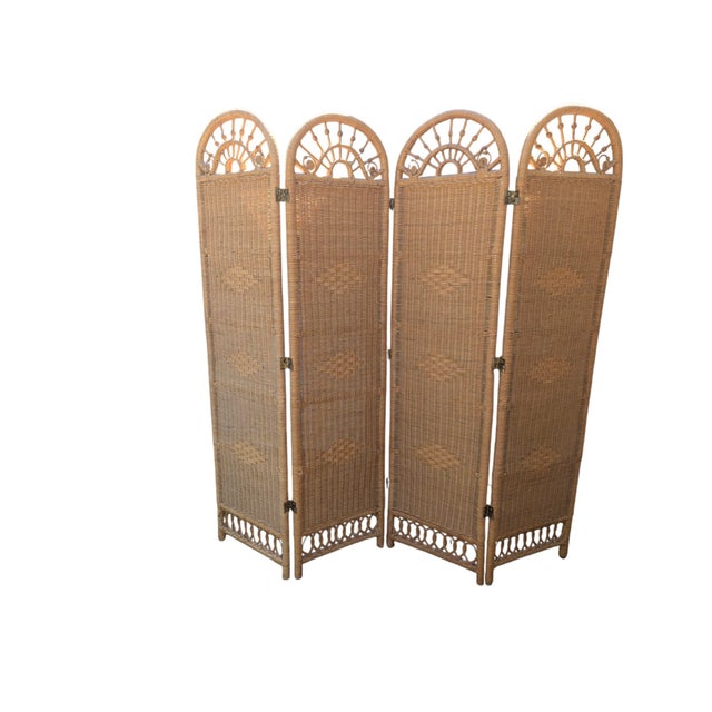 Vintage Coastal Nantucket Wicker Screen For Sale - Image 11 of 17