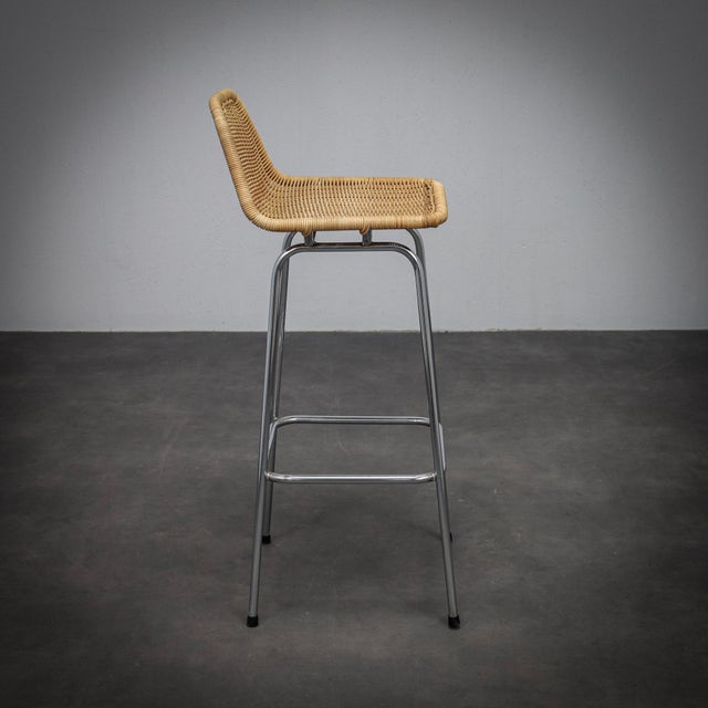 1960s Rattan Bar Stools by Rohé Noordwolde, Netherlands, 1960s, Set of 5 For Sale - Image 5 of 12