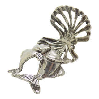 Vintage Italian Handmade Genuine Silver Fish and Oyster Rare & Quirky Figurine For Sale