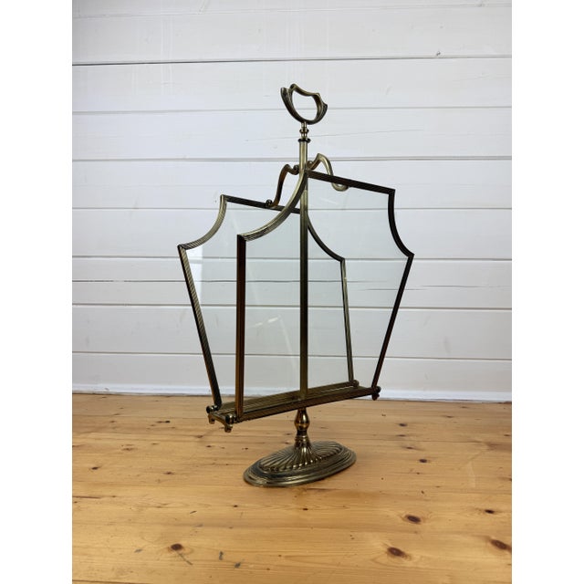 Vintage Hollywood Regency Magazine Rack in Brass and Glass, 1950s For Sale - Image 6 of 11