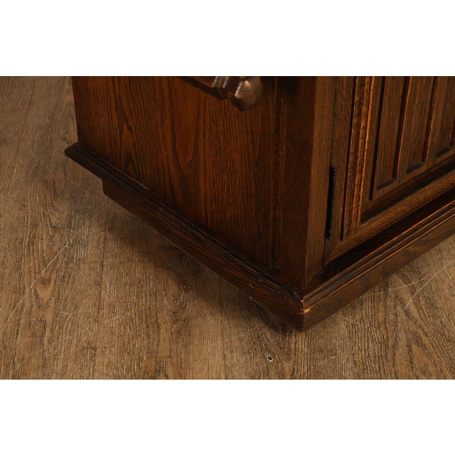 Jamestown Lounge Co. Gothic Revival Vintage Oak Drop-Leaf Server For Sale - Image 14 of 18