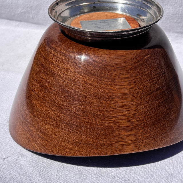 Mid-Century Mahogany Bowl Centerpiece With Sterling Silver Base For Sale - Image 10 of 10