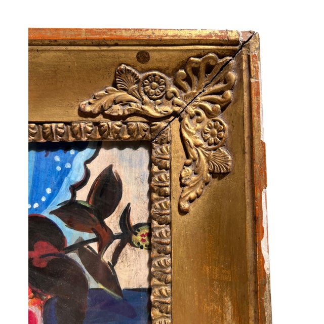 German Expressionist Artist, Still Life with Vase of Flowers, Oil Tempera on Panel, 20th Century, Framed For Sale - Image 5 of 15