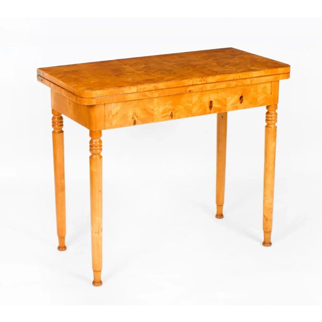 Antique Biedermeier Maserbirch Console / Card Table and Mirror, 19th Century, Set of 2 For Sale - Image 10 of 18