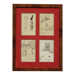 1910s Four Postcard Framed Drawings