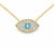 Mid 20th Century 14k Yellow Gold Blue Topaz Diamond Evil Eye Necklace Estate For Sale - Image 4 of 4