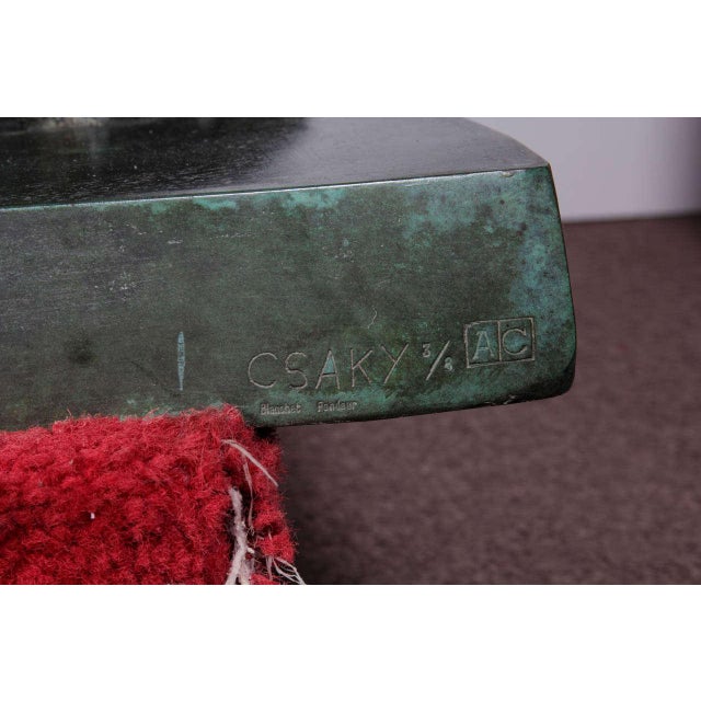 Forest Green Original Bronze Sculpture "Le Reve" by Joseph Csaky For Sale - Image 8 of 9
