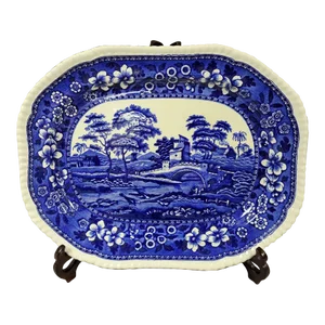 15 Inch Antique English Copeland Blue Spodes Tower Platter Serving Dish
