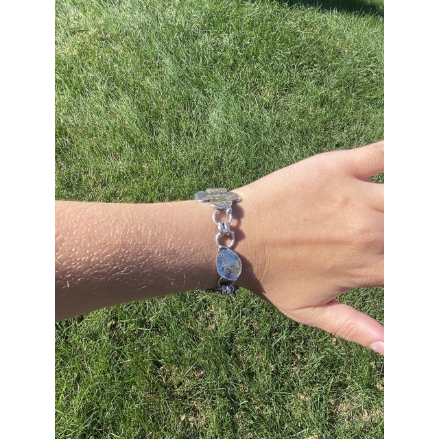 Silver Silpada Flower Charm Bracelet, Sterling Silver, Length 7.75 Inches For Sale - Image 8 of 8