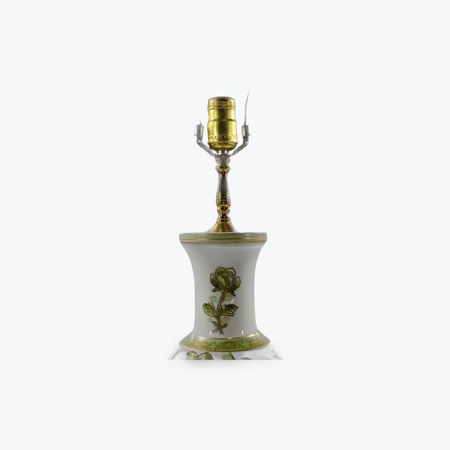 Chinoiserie Style White and Green Floral Ceramic Vase Lamp For Sale - Image 4 of 4