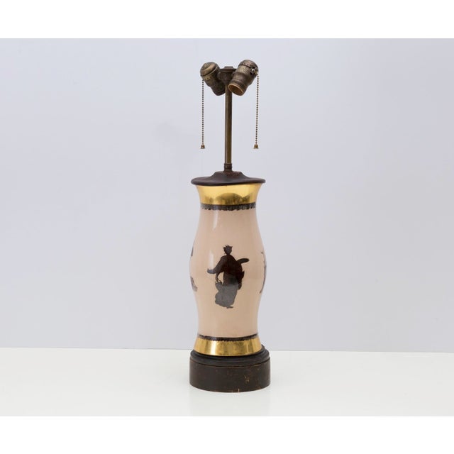 Late 19th Century Antique Reverse Decoupage Hurricane Lamp Neoclassical Greek Gods For Sale - Image 5 of 6