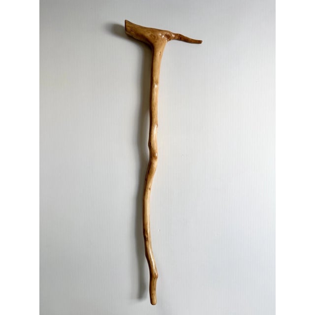 Wood Natural Wooden Walking Stick, Rustic Hiking Staff/ Cane Twisted, T Handle 36” For Sale - Image 7 of 15