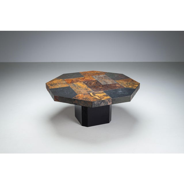 Large Octagonal Coffee Table with Multicoloured Slate Top, 1980s For Sale - Image 13 of 13