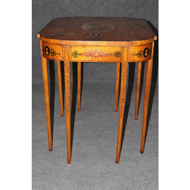 Superb 19th Century Adams Paint Decorated Satinwood English Center Table For Sale - Image 9 of 9