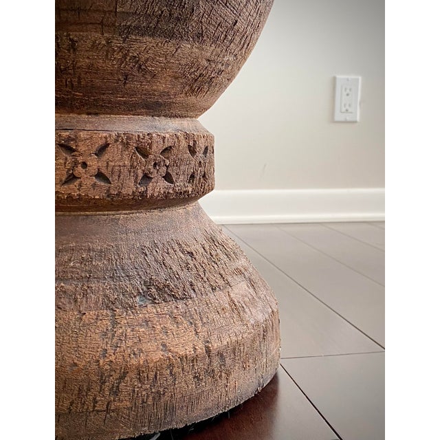 Brown Natural Mango Wood Drum Style Side Table by Made Goods For Sale - Image 8 of 13