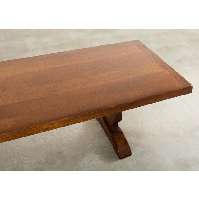 Wood Country French Provincial Oak Farmhouse Trestle Dining Table 9 Ft For Sale - Image 7 of 18