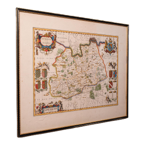 Antique Map of Surrey, English, Framed County Cartography, After Blaeu, c.1690