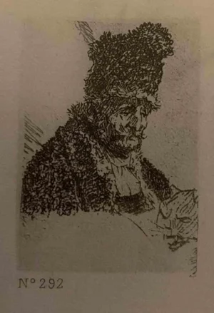 After Rembrandt, Head of a Man in Traditional Hat, Etching, 19th Century