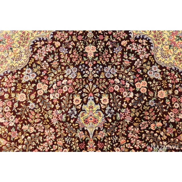 Nazmiyal Collection Fine Brown Silk Persian Qum Area Rug For Sale In New York - Image 6 of 9