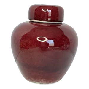 Early 20th Century Chinese Porcelain Oxblood Flambe Sang De Boeuf Glazed Ginger Jar