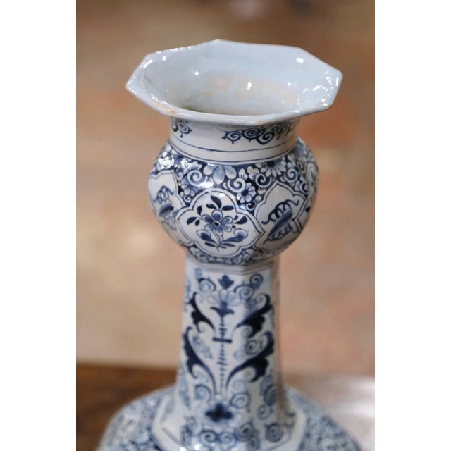 19th Century French Blue and White Delft Faience Vase With Windmill Scenes For Sale - Image 10 of 13