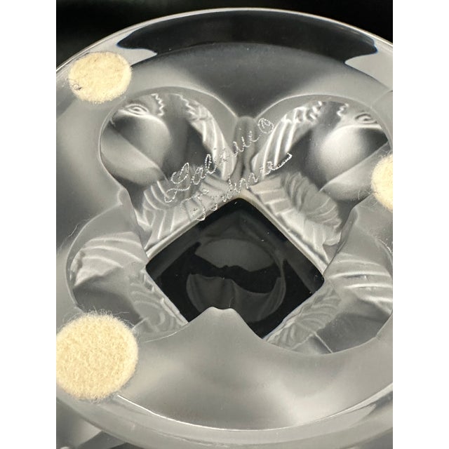 Glass Lalique Nogent Crystal Compote | Frosted Birds Pedestal Bowl | 1960s For Sale - Image 7 of 8