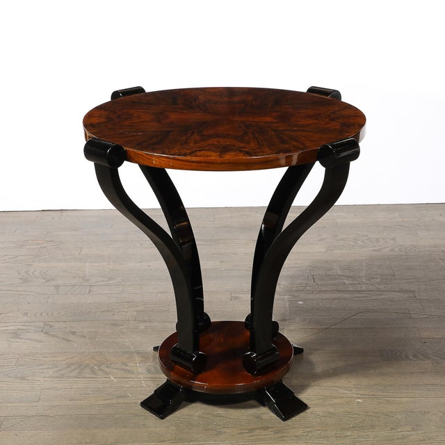 Art Deco Machine Age Occasional Table in Book-Matched & Burled Walnut For Sale - Image 12 of 14