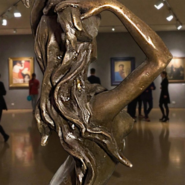 Art Nouveau 20th Century Decorative Signed Cast Bronze Sculpture on Marble Plinth For Sale - Image 3 of 14