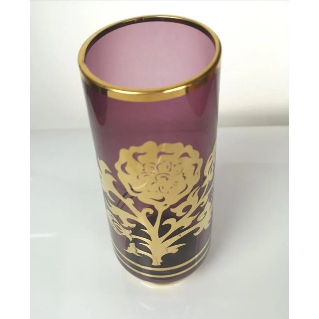 Hollywood Regency Glass Vase with Golden Decorations, 1960s For Sale - Image 6 of 6