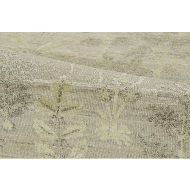 Rug & Kilim Contemporary Block Print Floral Natural Silk Runner by Rug & Kilim, India For Sale - Image 4 of 9