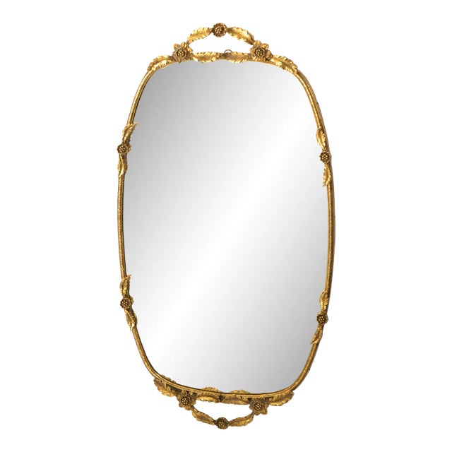 Early 20th Century Renaissance Revival Gilt Ornate Embossed Wall Mirror France For Sale