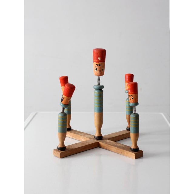 Mid-Century Japanese Wooden Bobblehead Toy Sculpture For Sale - Image 11 of 17