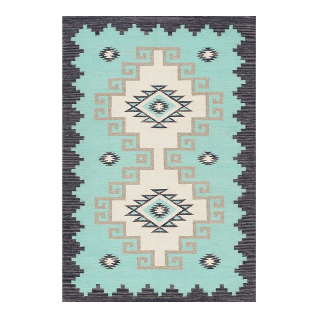 Pasargad Home Tuscany Aqua Wool Area Rug- 3'11'' X 5'11'' For Sale